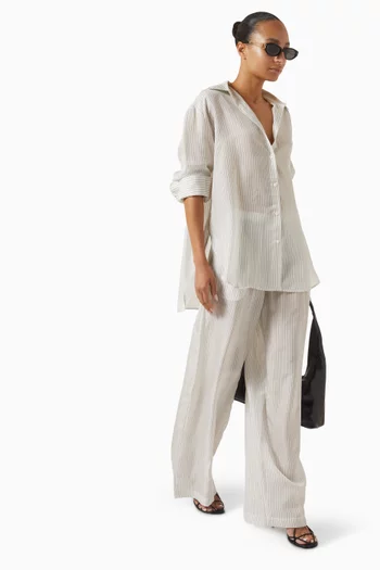 Brenna Striped Wide-leg Pants in Cupro