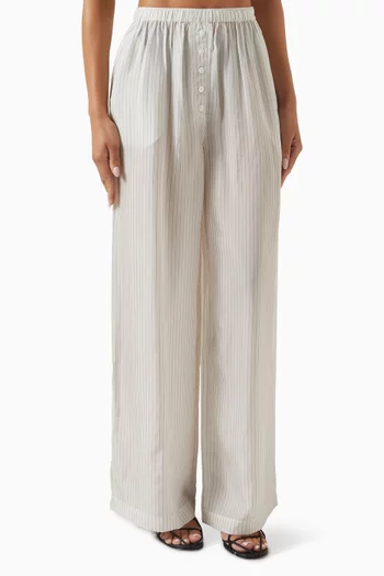 Brenna Striped Wide-leg Pants in Cupro