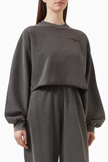 Logo Crewneck Cropped Sweatshirt in Cotton