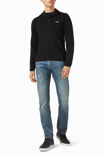 سترة بفتحة رقبة بسحّاب نسيج قطن