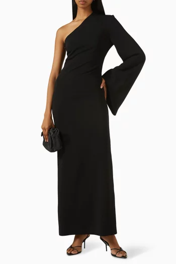 فستان مونيا طويل بكتف مكشوف فيسكوز