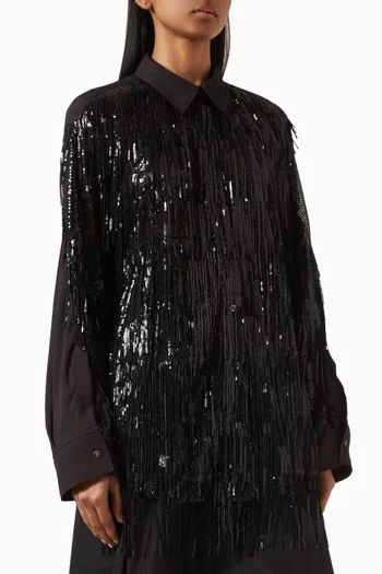 Cascade Drape Sequin Fringe Shirt