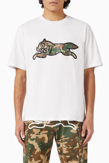 Woodland Camo Running Dog T-shirt in Cotton