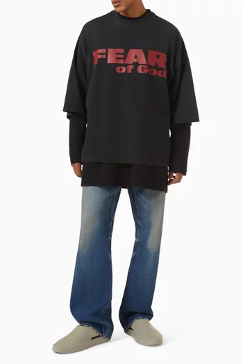 بنطال جينز بقصة ساق مستقيمة وخمسة جيوب دينم