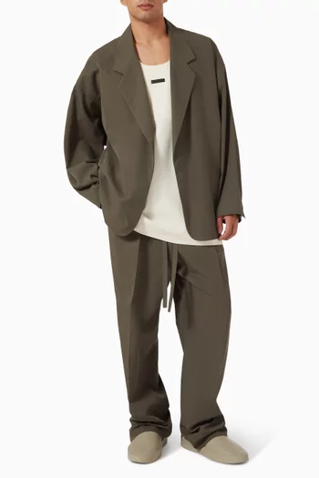 Drawstring Straight Pants in Cotton-Lyocell