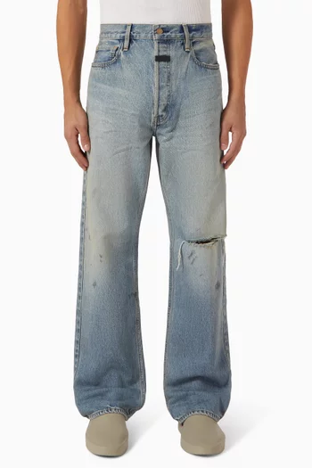 بنطال جينز بقصة ساق مستقيمة وخمسة جيوب دينم