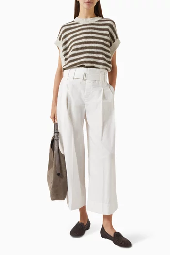 Cropped Pleated Pants in Techno Cotton