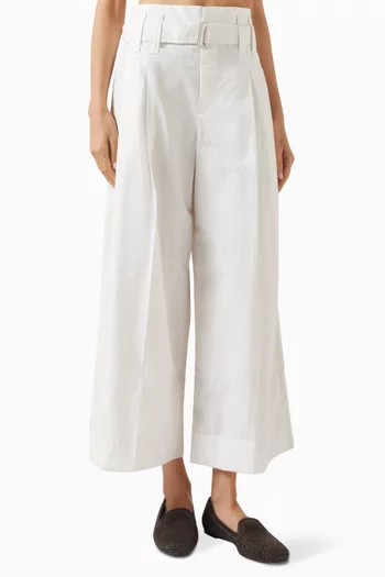 Cropped Pleated Pants in Techno Cotton