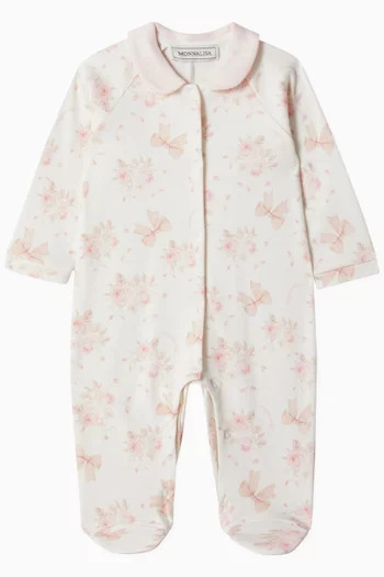 Bow & Flowers Sleepsuit in Cotton