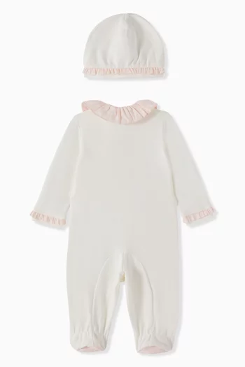Bow-print Sleepsuit Set in Cotton
