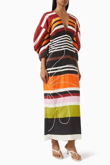 Peninsula Plunge-neck Dress in Linen