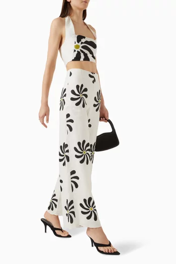 Toya Printed Pants in Linen