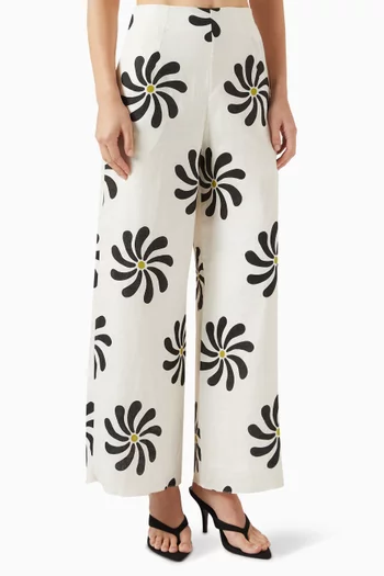 Toya Printed Pants in Linen