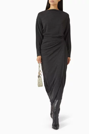 بلوزة بدرابيه وفتحة رقبة منسدلة مزيج صوف