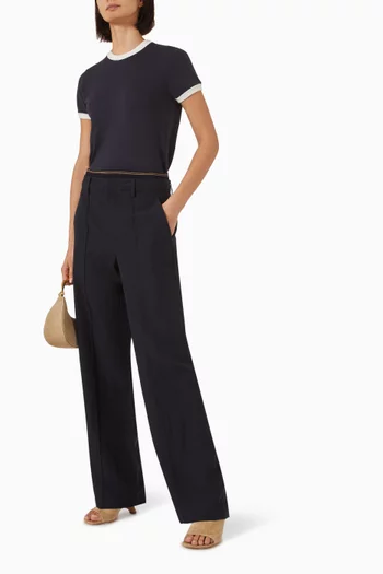 Rib-trim Pants in Cotton-blend