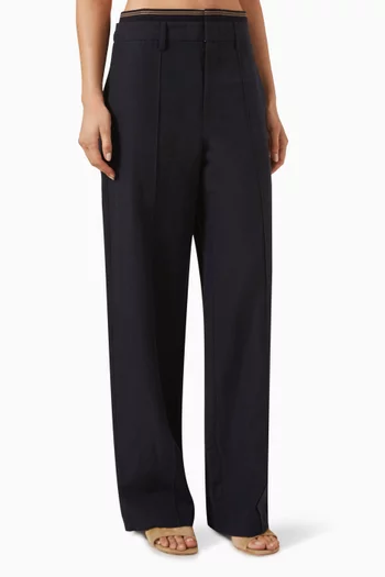 Rib-trim Pants in Cotton-blend