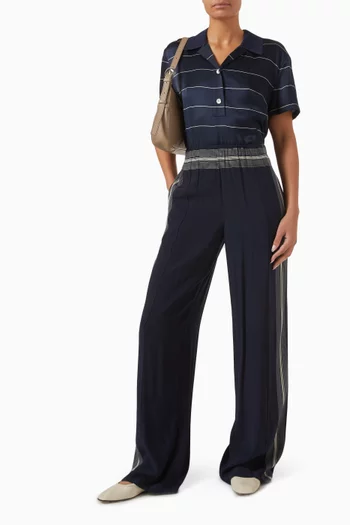 Striped Polo Shirt in Silk