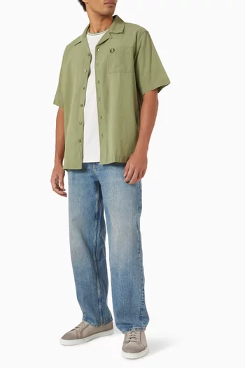 Lightweight Texture Revere Collar Shirt in Crinkle Crepe
