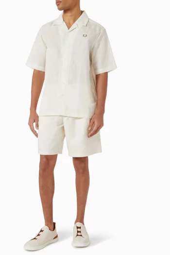 Revere Collar Shirt in Linen-blend