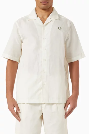 Revere Collar Shirt in Linen-blend