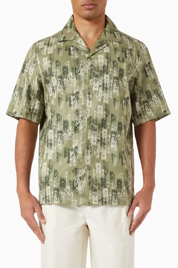 Abstract Print Revere Collar Shirt in Cotton & Lyocell