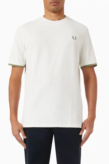 Tipped Cuff T-shirt in Cotton Piqué
