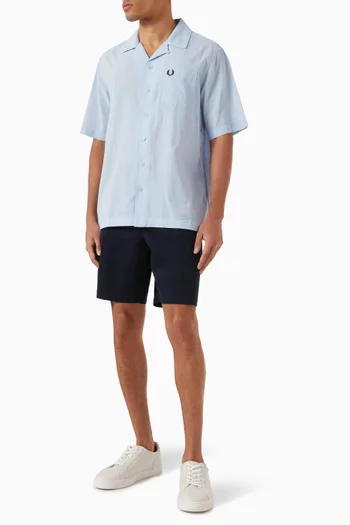 Lightweight Texture Revere Collar Shirt in Crinkle Crepe
