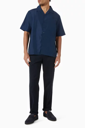 Revere Collar Shirt in Linen-blend