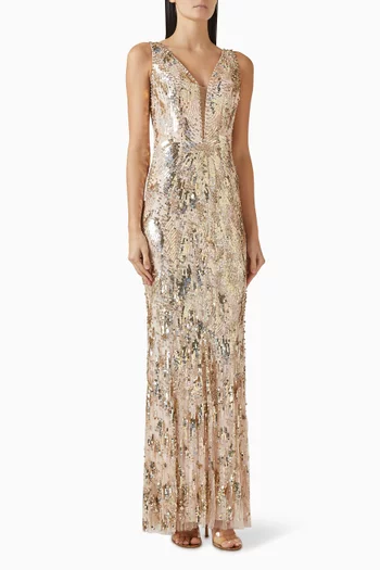 فستان ماريون مطرز بالترتر