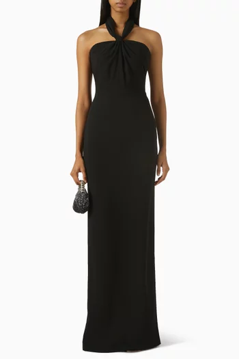 Halterneck Column Gown in Crepe