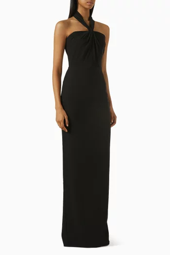 Halterneck Column Gown in Crepe