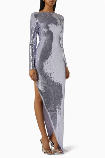 Sequin-embellished Gown in Mesh