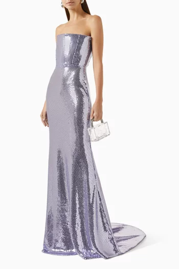 Sequin-embellished Gown in Mesh