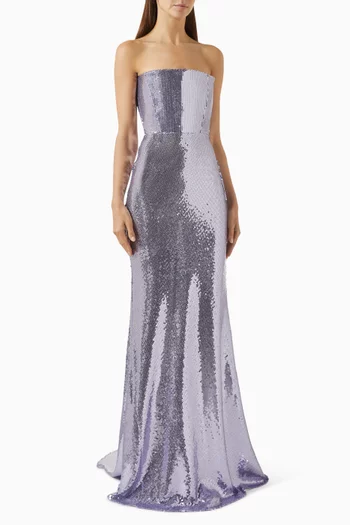 Sequin-embellished Gown in Mesh