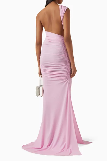 One-shoulder Gown in Crepe-jersey