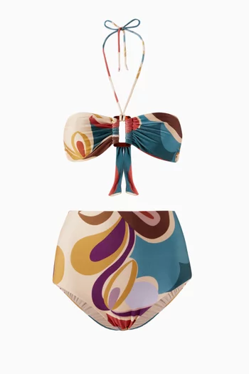 Floral-print High-waist Bikini Set
