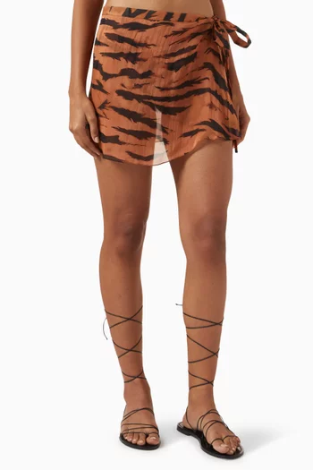 x Sabine Getty Side-tie Mini Skirt in Silk