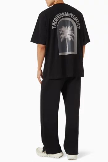 Palm-print Oversized T-shirt in Cotton-jersey