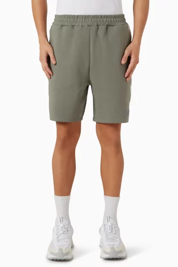Embossed-logo Midi Track Shorts in Organic Cotton-blend