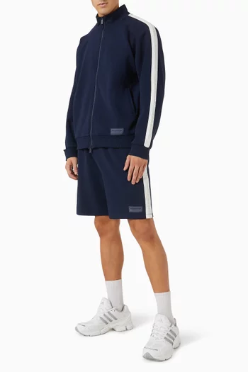 Embossed-logo Midi Track Shorts in Organic Cotton-blend