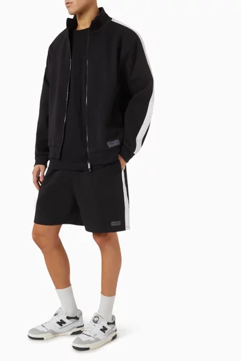 Embossed-logo Midi Track Shorts in Organic Cotton-blend