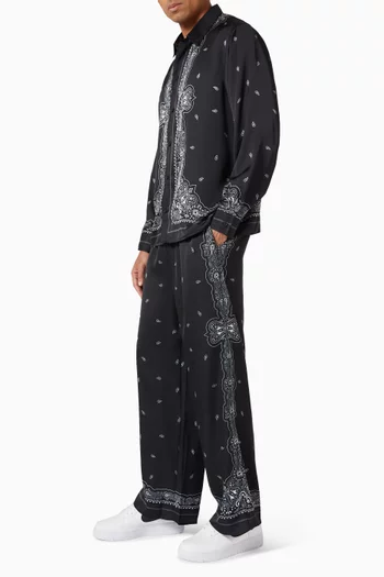 بنطال بساقين واسعتين ونقشة بيزلي ستان معاد تدويره