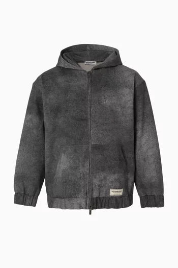 كنزة بغطاء رأس وسحّاب دينم ناعم للجنسين