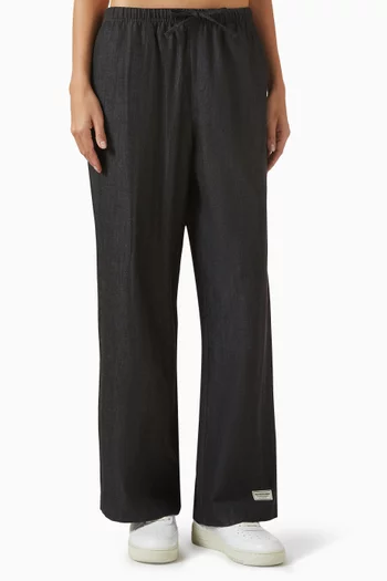 بنطال شامبراي واسع الساقين دينم