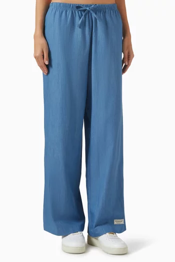 بنطال شامبراي واسع الساقين دينم