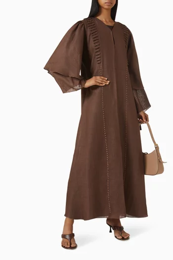 Embellished Ombre Abaya Set in Linen