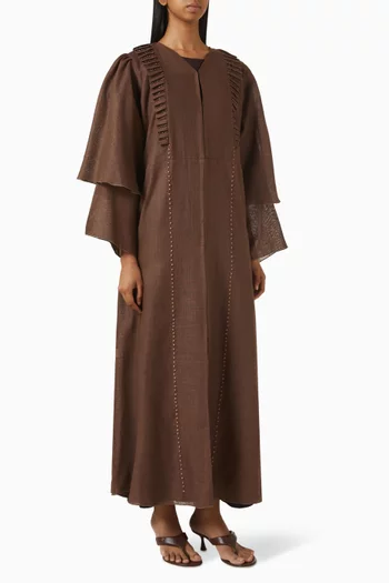 Embellished Ombre Abaya Set in Linen