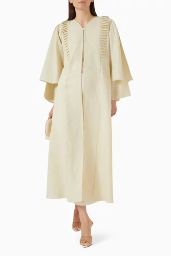 Embellished Abaya Set in Linen