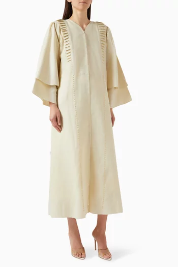 Embellished Abaya Set in Linen