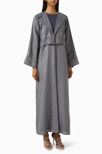 Embroidered Abaya Set in Linen